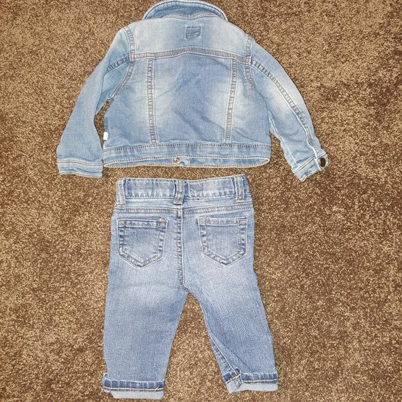 Baby B'gosh Denim Jean Jacket and Cat&Jack Super Stretch Skinny Sequin Jeans - Picture 6 of 8